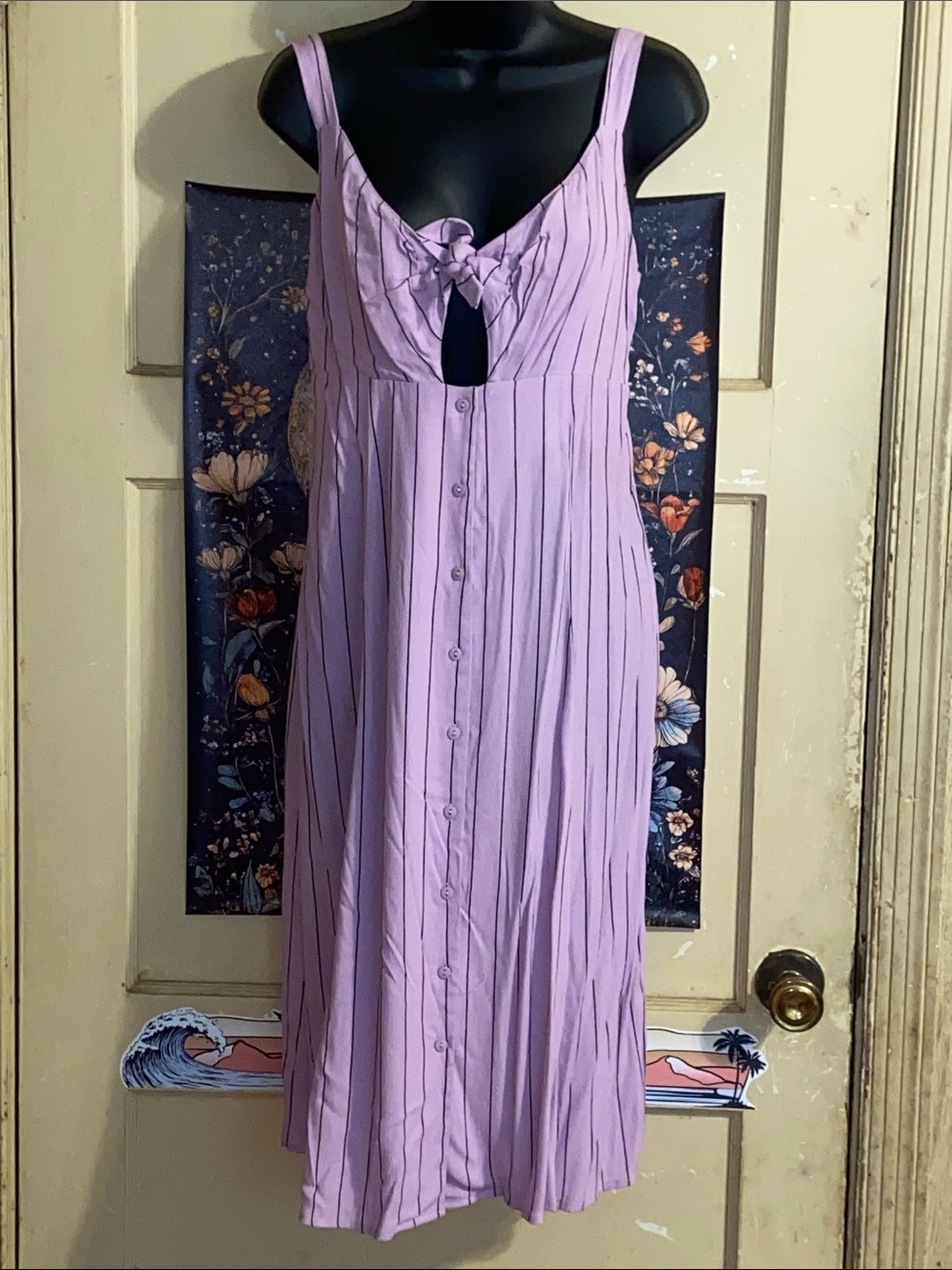 MULBERRY PINK TIE KNOT DRESS Pink Black Stripes SUGARLIPS